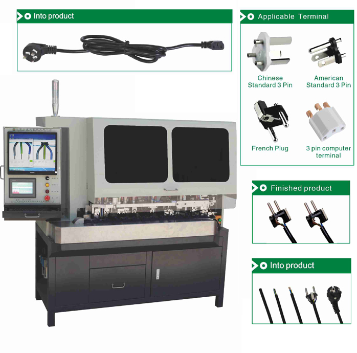SD-3500A Full Automatic Three Pin Plug Inserts Crimping Machine